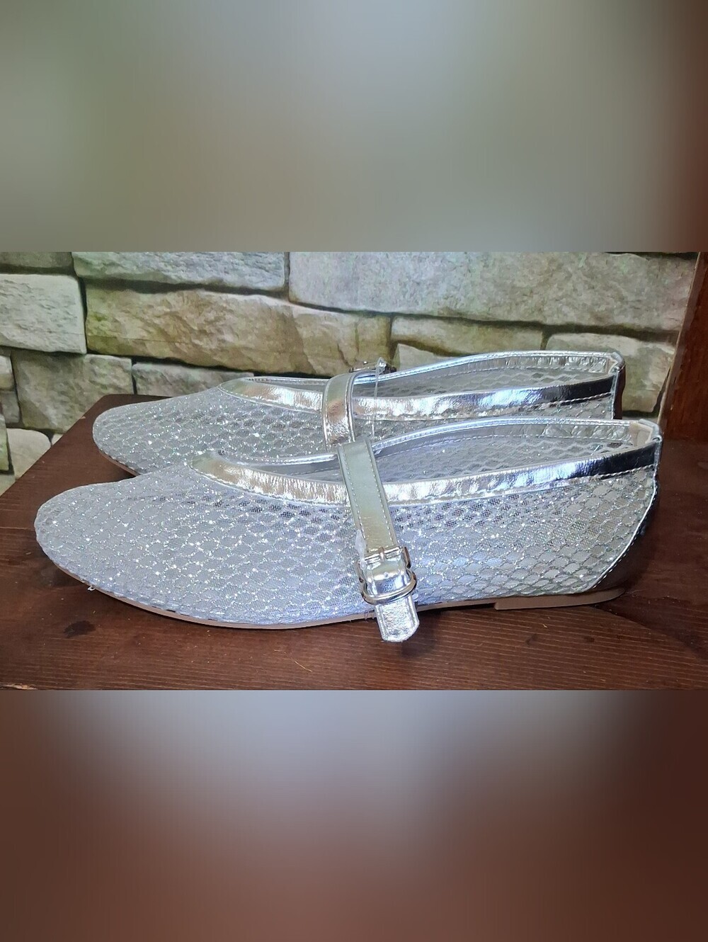 Bamboo Accept-11 Woven Mesh Net Mary Jane Flats - Picture 3 of 6